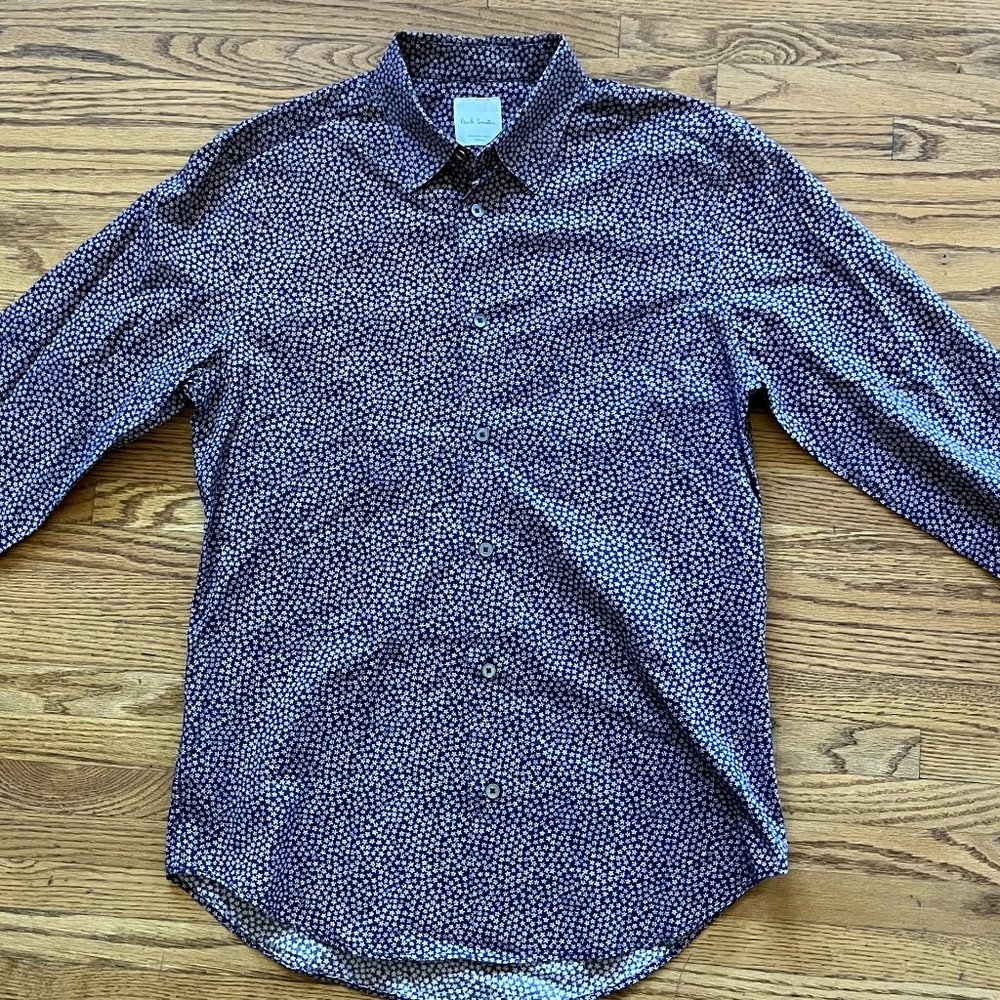 PAUL SMITH 100% Cotton Button Down Abstract Floral Pattern Shirt Men’s Size S